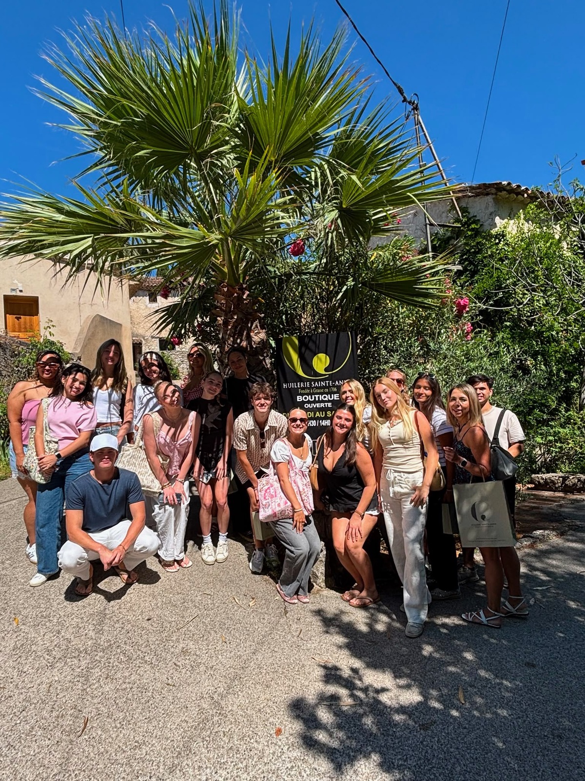 Students at Huilerie Sainte-Anne olive oil mill